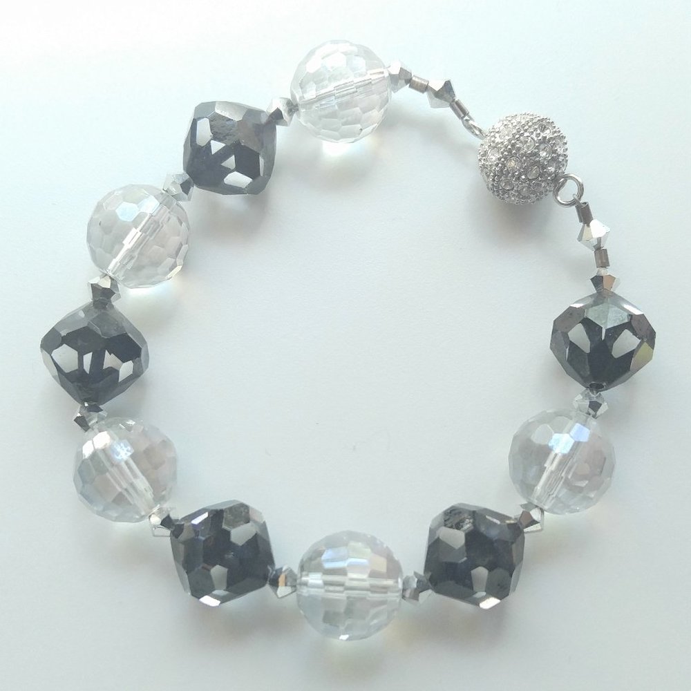 Handmade Swarovski Beaded Black/Crystal Bracelet